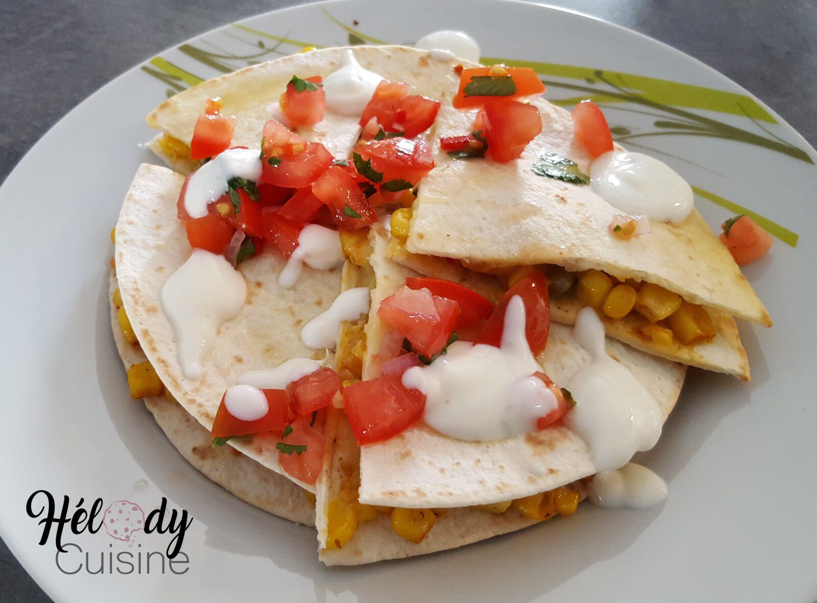 Quesadillas végétariennes maïs et poivron rouge