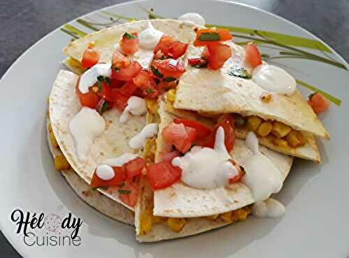 Quesadillas végétariennes maïs et poivron rouge