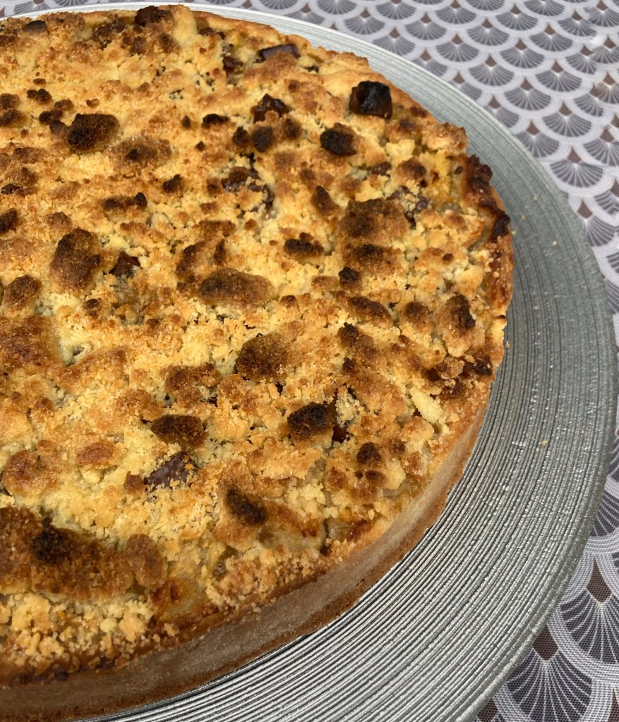 Tarte streusel poire amande chocolat