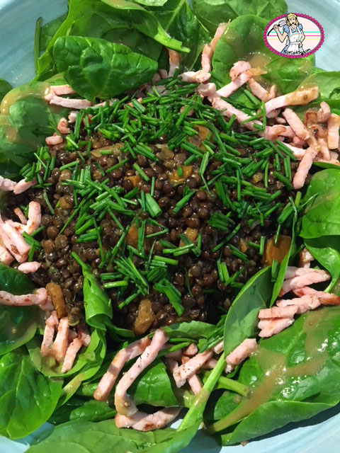 Salade de lentilles et pousses d’épinard