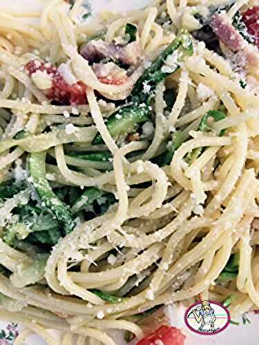 Les Spaghettis courgettes et lardons