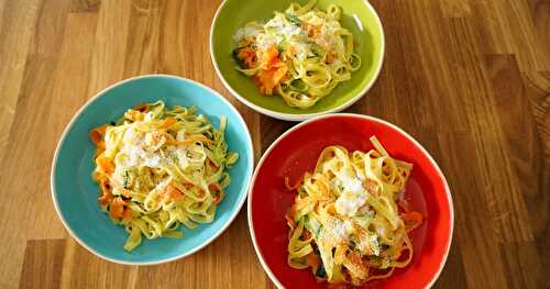 Tagliatelles aux légumes, "parmesan" de coco (copyright Augustin!)