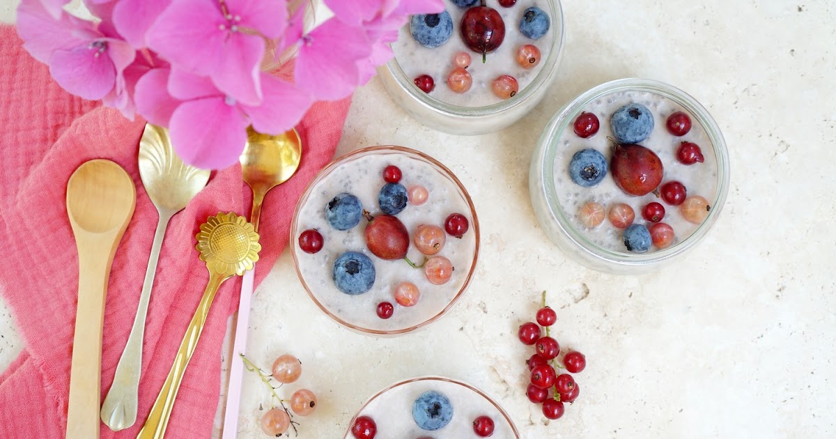 Chia pudding coco, fruits rouges (dessert, vegan, amap)