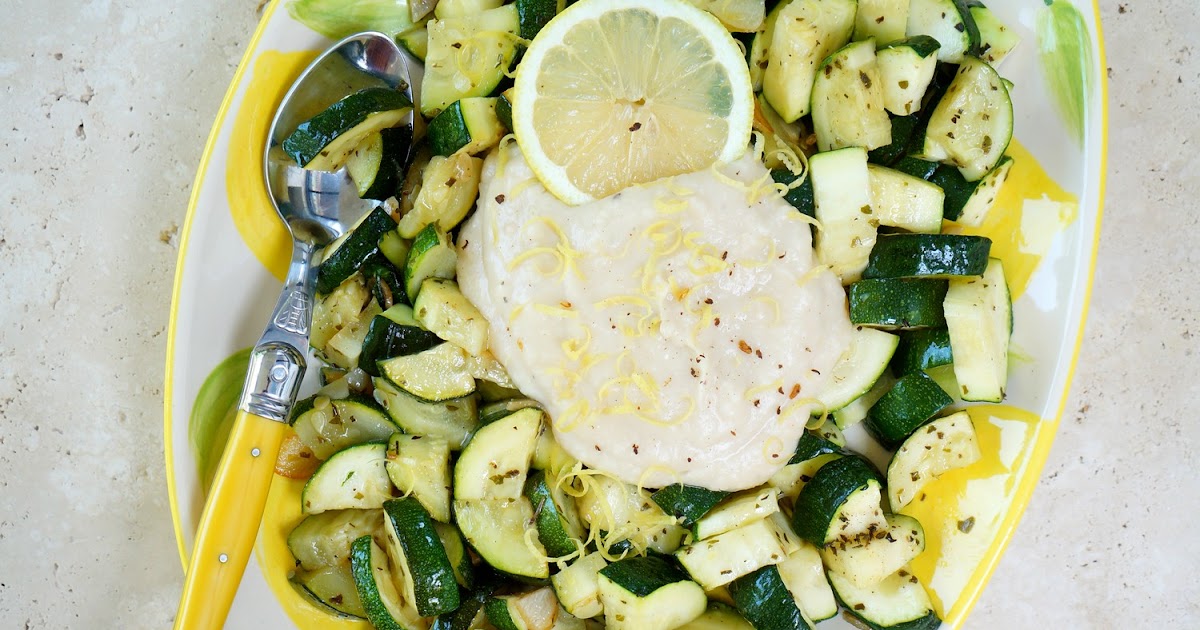 Courgettes à l'ail, tartinade haricots blancs et citron (amap, vegan, sans gluten)