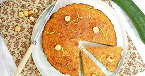 Gâteau noisettes, courgettes, miel au citron (dessert, goûter, sans gluten)