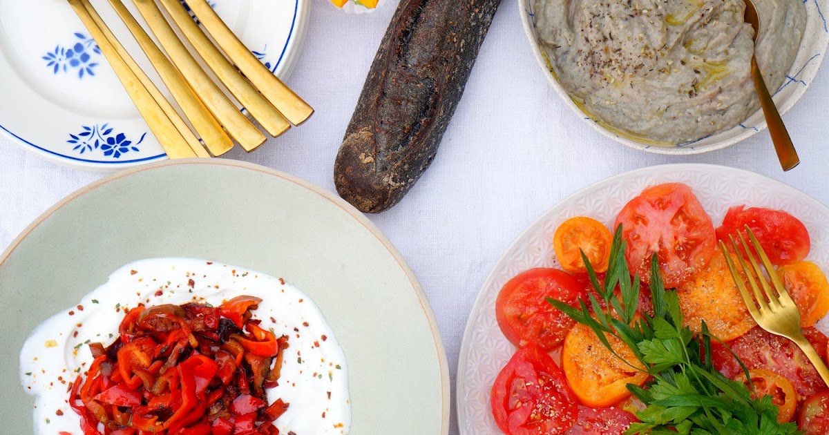 Skyr, poivrons rouges et caviar d'aubergines au zaatar (amap, veggie)