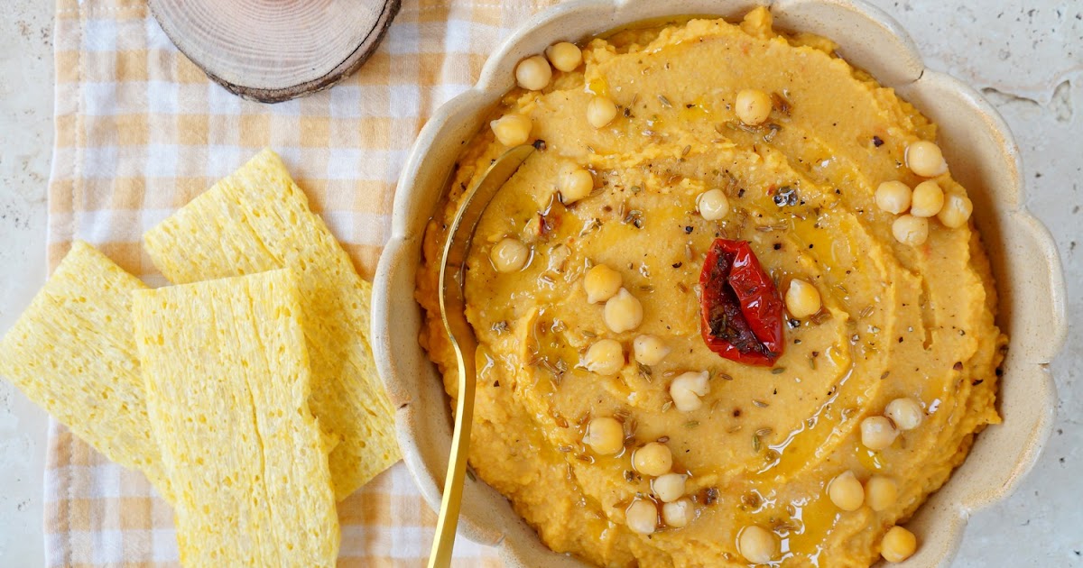 Houmous patates douces, pois chiches, tomates séchées (amap, vegan, sans gluten)