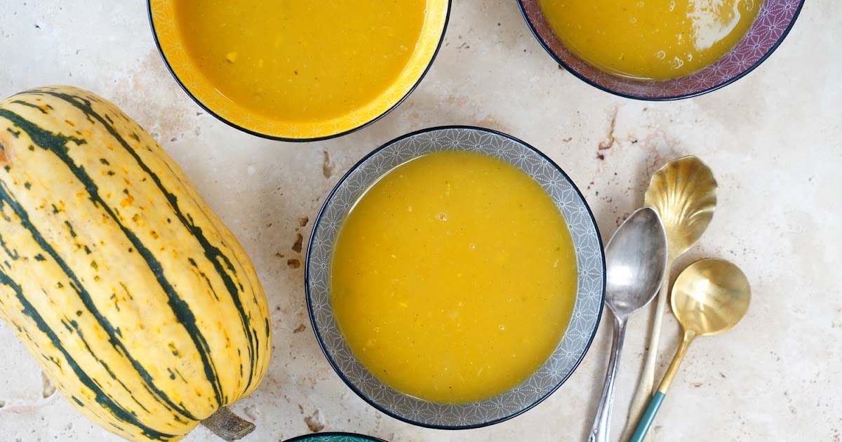 Soupe courge delicata, curry, miso (soupe, amap, vegan)