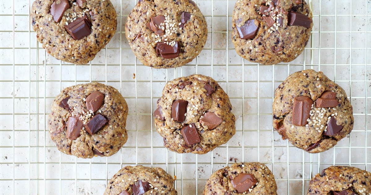 Cookies miso, sésame et chocolats (goûter, dessert)