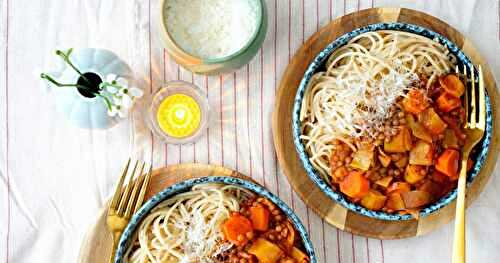 Spaghetti, veggie bolo aux légumes d'hiver