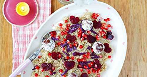 Salade quinoa, betteraves, chèvre au sumac (salade, veggie)