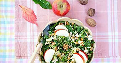 Salade puntarelle, pommes, noix (salade, amap, vegan, sans gluten)