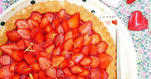 Tarte renversée citron, amandes, fraises (dessert, goûter, sans lactose)