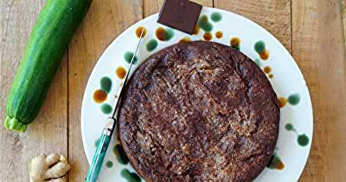 Gâteau choco, gingembre, courgette (gâteau, amap, goûter, sans gluten, vegan)