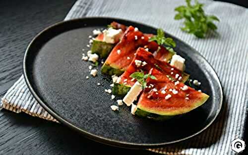 Salade de pastèque grillée, Feta et menthe fraiche