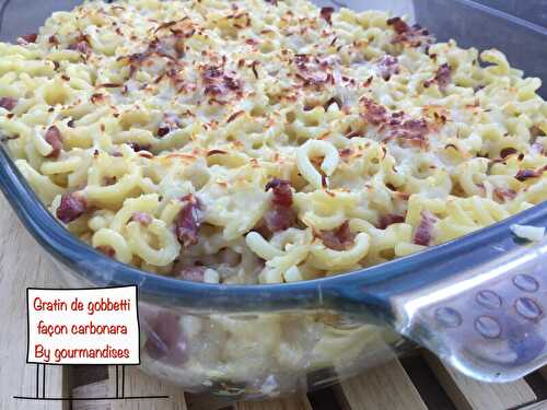 Gratin de gobbetti façon " carbonara" ( 610 cal/ par personne)