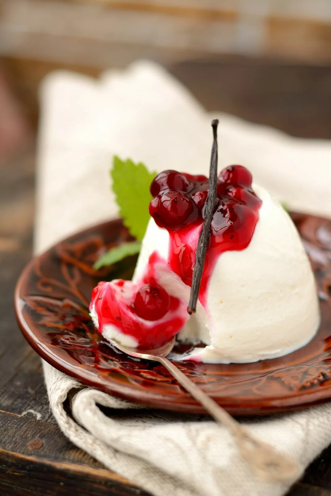 Panna cotta au coulis de canneberges