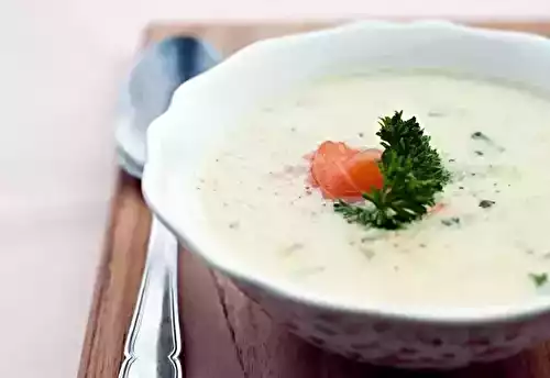 Velouté de pommes de terre au saumon