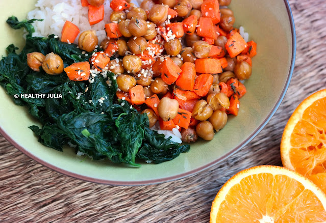 VEGGIE BOWL DE CAROTTES ET POIS CHICHES CARAMÉLISÉS #VEGAN