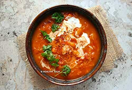 SOUPE DE TOMATES, HARICOTS BLANCS ET POTIMARRON À L'AIL #VEGAN