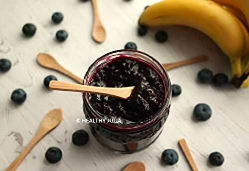 CONFITURE DE MYRTILLES ET BANANES TRÈS MÛRES ALLÉGÉE EN SUCRE #VEGAN