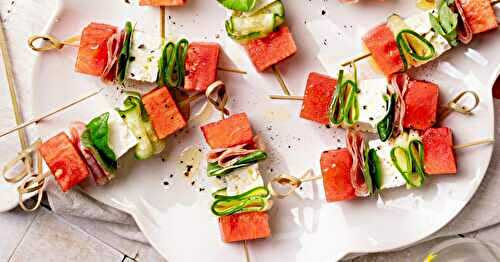 Simples et rapides : les brochettes apéro feta et pastèque !