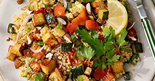 Le taboulé méditerranéen au halloumi grillé et légumes rôtis