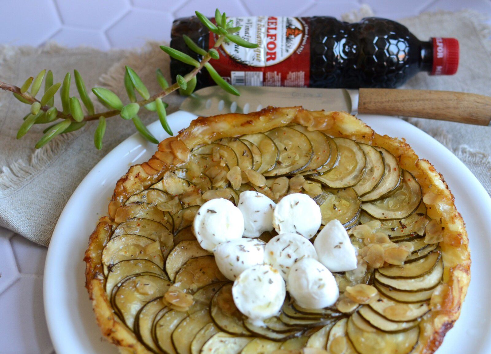 Tarte tatin à la courgette et mozzarella