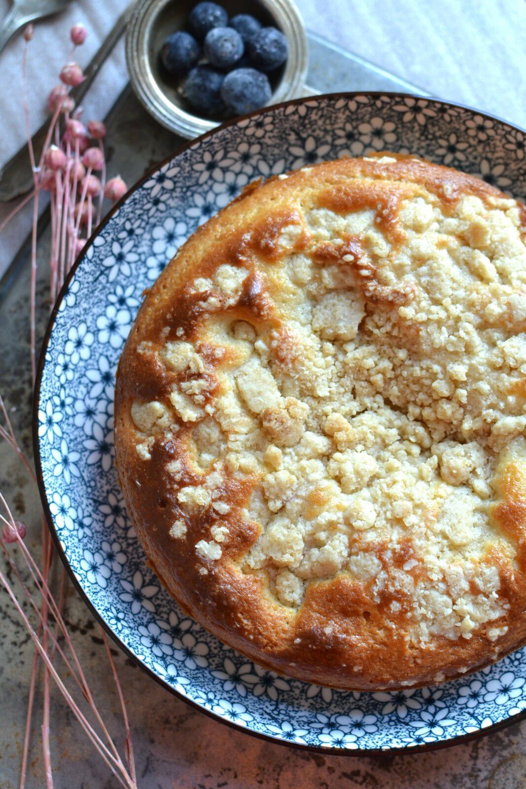 Gâteau crumble aux myrtilles