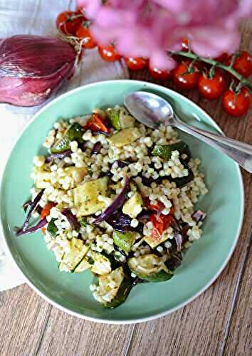 Salade de fregola sarda et légumes rôtis au four #végétarien