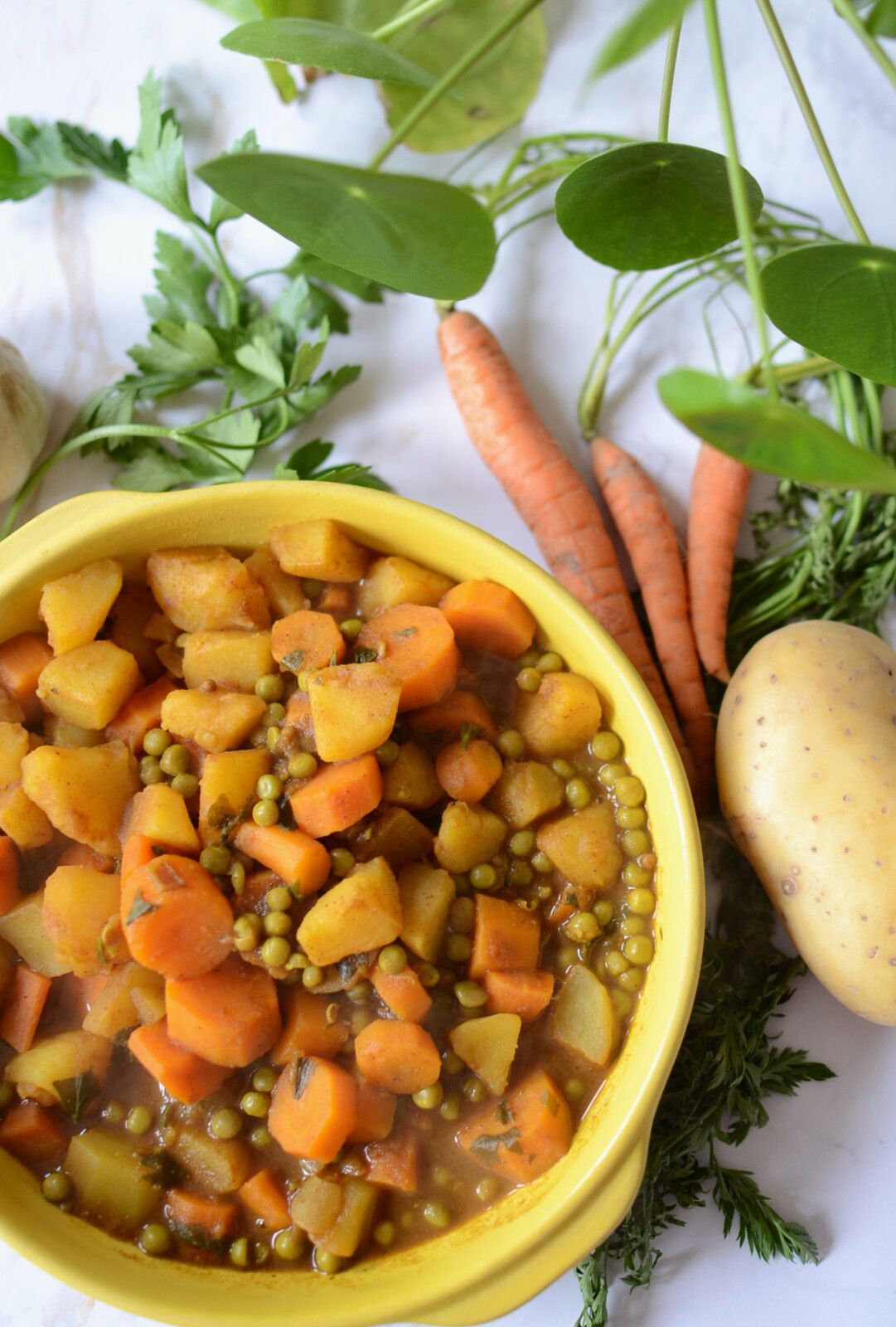 Tagine pommes de terre, carottes et petits pois #vég