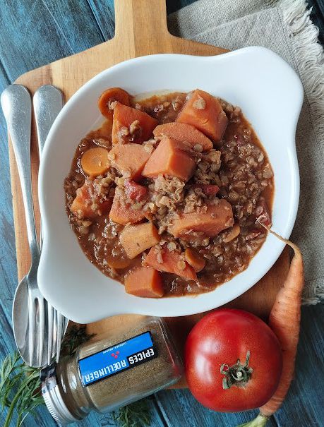 Mijoté lentilles corail patate douce aux épices