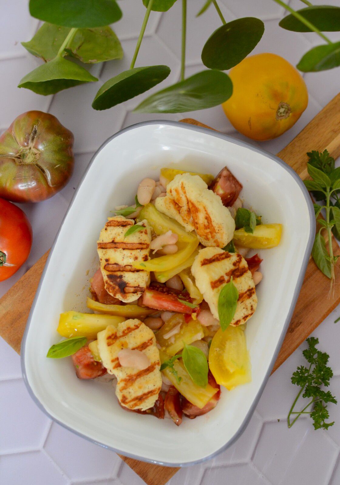 Salade de halloumi grillé tomates et haricots tarbais #partenariat