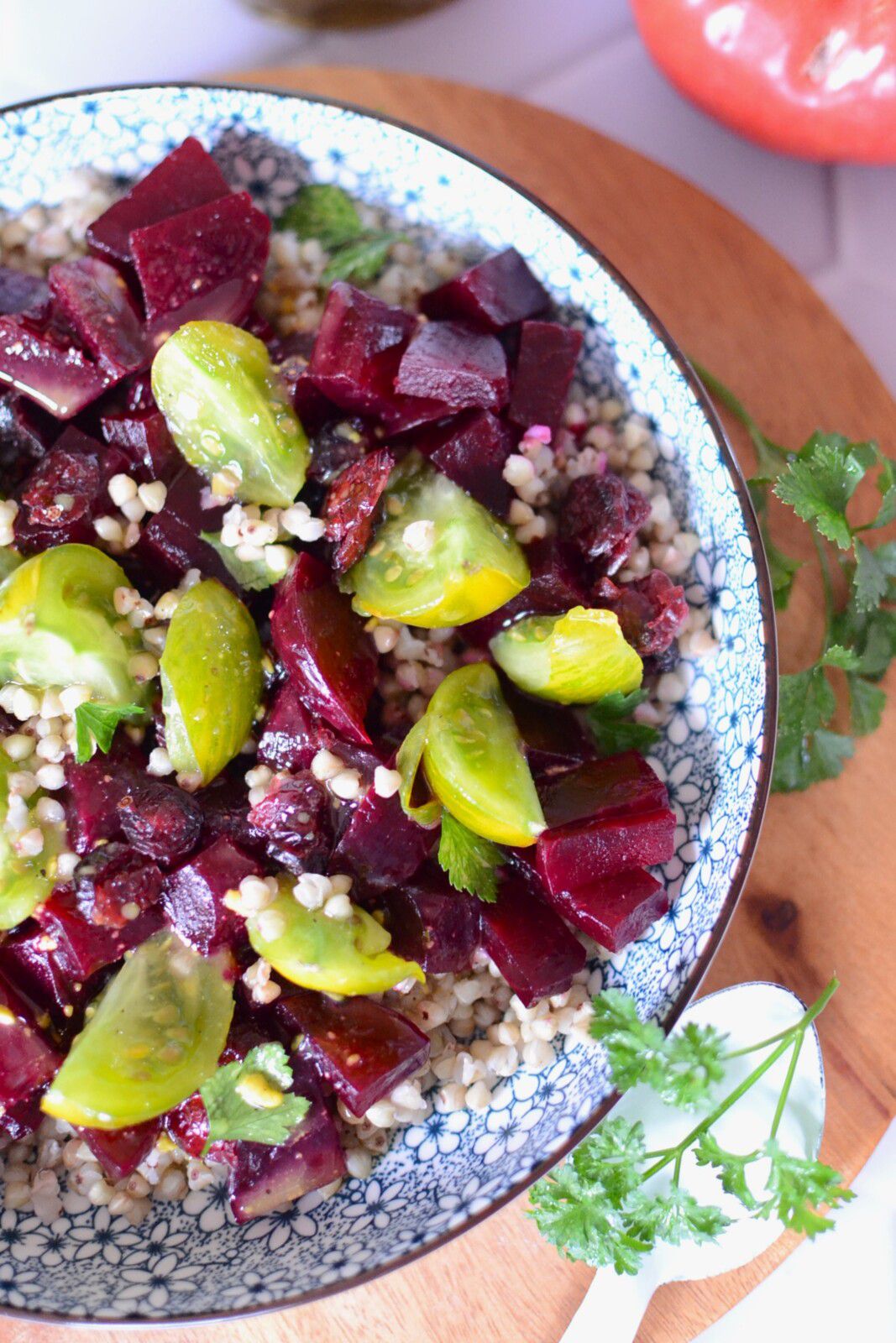 Salade de sarrasin, betterave et tomates #végétarien