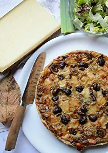 Tarte aux poireaux, champignons et Comté #sans oeuf