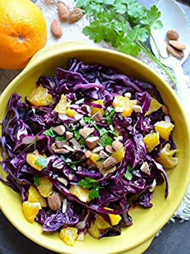 Salade de chou rouge orange et amandes #végétarien