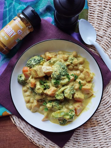 Curry patate douce brocoli pois chiches #végétarien