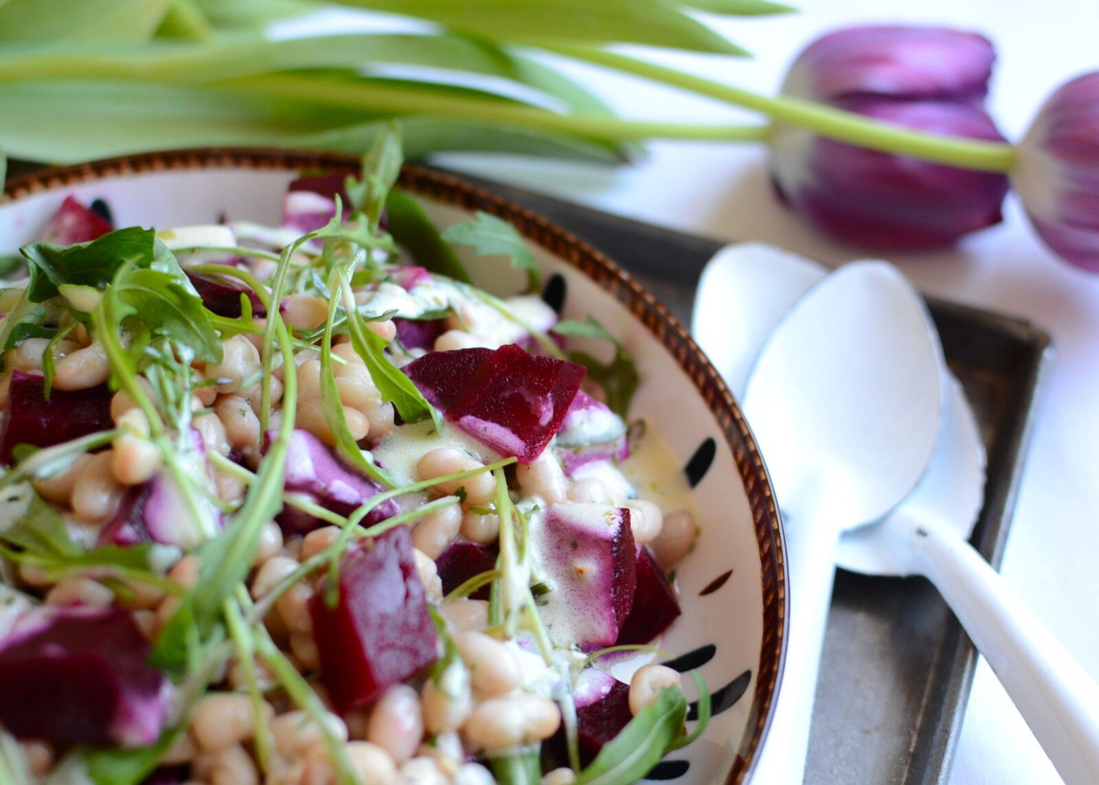 Salade de betteraves roquette et haricots blancs #végétarien