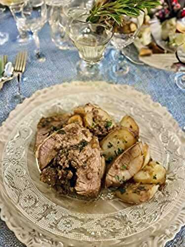 Rôti de veau farci aux châtaignes et aux pommes
