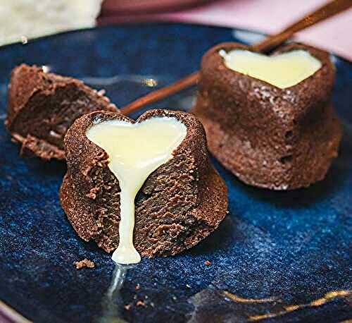 Fondants aux deux chocolats en forme de coeurs pour la Saint Valentin