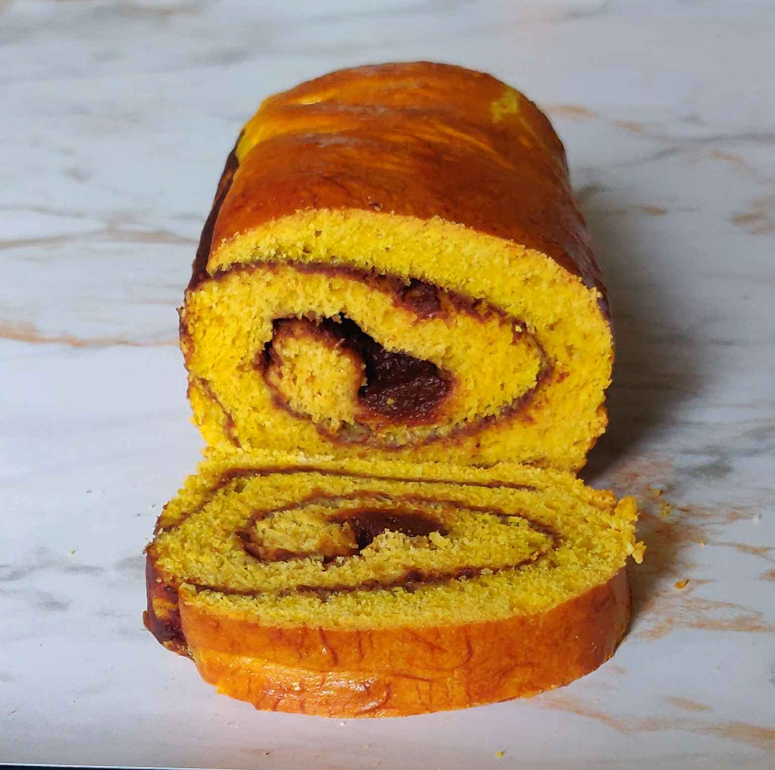 Brioche tourbillon citrouille cannelle chocolat