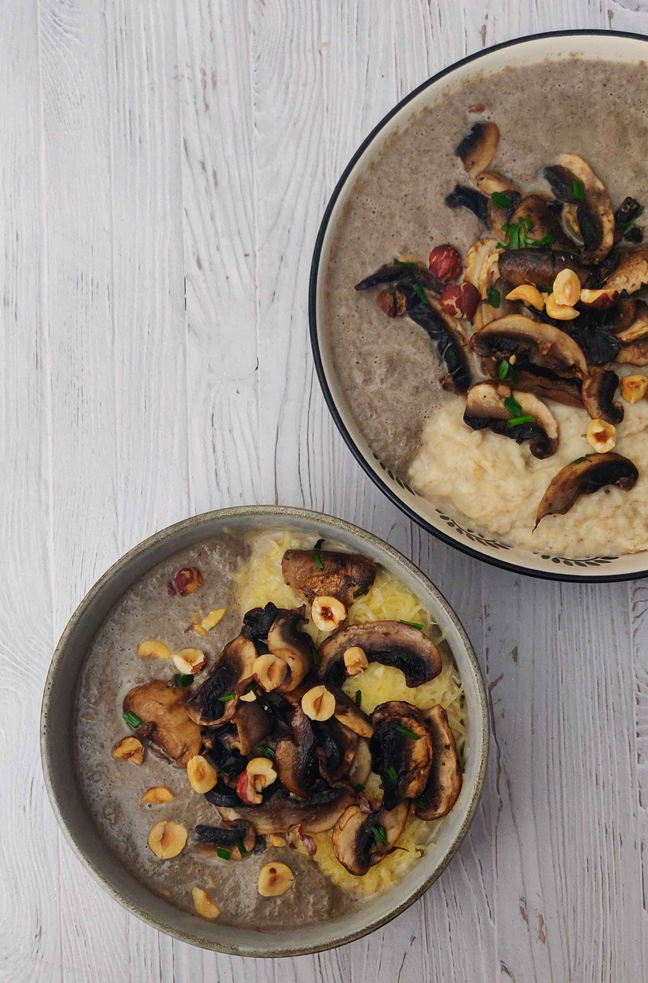 Porridge d’avoine et velouté aux champignons