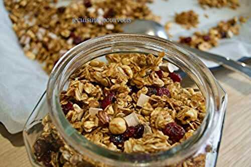 Granola aux noisettes, cranberries et pépites de chocolat