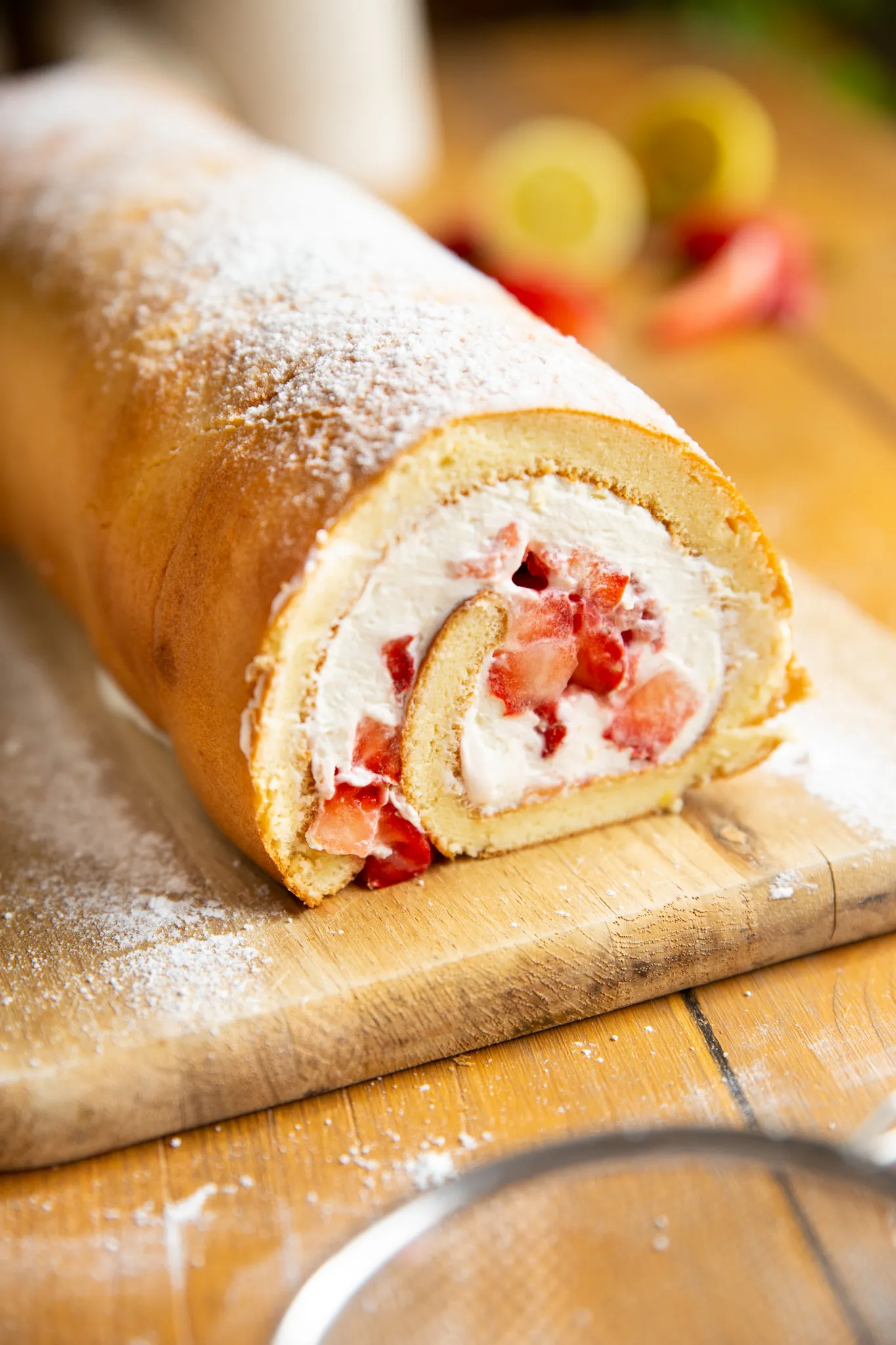 Gâteau roulé aux fraises et mascarpone