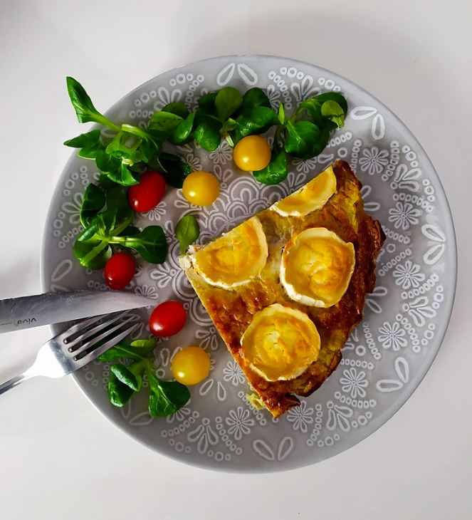 Quiche sans pâte poireaux chèvre - IG Bas - sans gluten