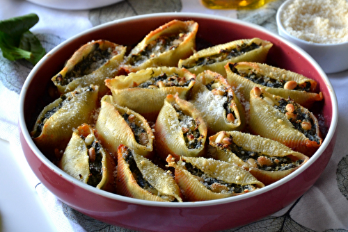 Conchiglie chèvre et épinards