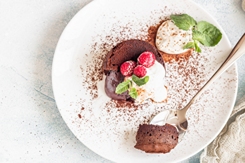 Fondant au chocolat sauce chocolat blanc