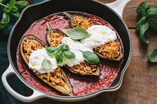 Aubergines farcies à l’orzo