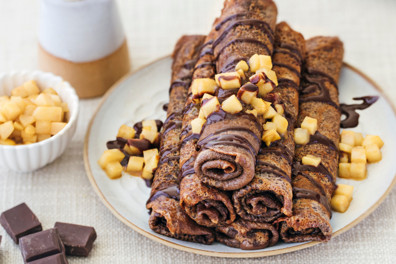 Crêpes au chocolat et aux poires