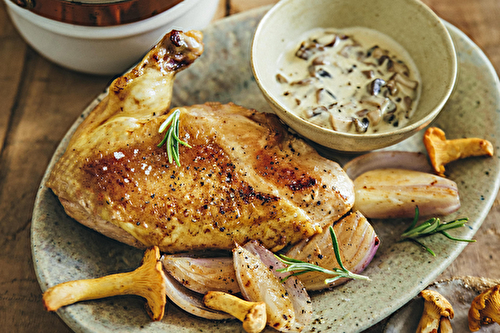 Suprêmes de volaille, sauce aux champignons